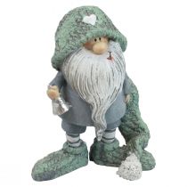 Wichtel Weihnachtswichtel Dekofigur Grau Grün 10,5×7×14cm