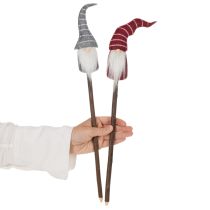 Artikel Wichtel Dekofigur auf Holzstab 46 cm 6er-Set Grau-Rot