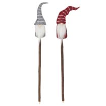 Artikel Wichtel Dekofigur auf Holzstab 46 cm 6er-Set Grau-Rot