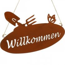 Artikel „Willkommen“ Schild Rost Deko Schild zum Hängen Metall 28,5x15cm 3St