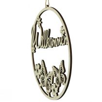 Artikel Willkommensschild Holz Dekoring Schmetterling Ø21,5cm 4St - Türkranz Dekoration Frühling Naturfarbe