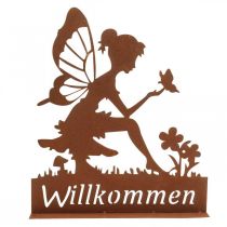 Artikel Willkommensschild Metall Rostoptik 30cm Elfenmotiv Frühling