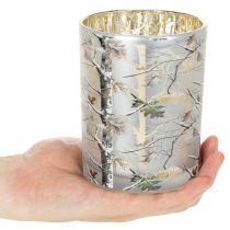 Artikel Windlicht Glas 12cm Winterwald Zweigdesign Gold