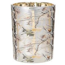 Artikel Windlicht Glas 12cm Winterwald Zweigdesign Gold