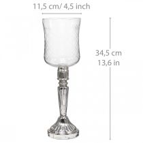 Windlicht Glas Kerzenglas Antik Optik Klar, Silber Ø11,5cm H34,5cm