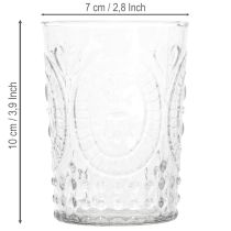 Artikel Windlicht aus Glas Ø7,5cm H10cm mit Ornamentmuster transparent