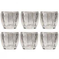 Artikel Windlicht Glas Kerzenglas mit Rillen Klar Ø7cm 6 St