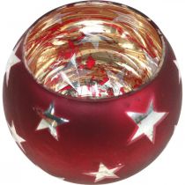 Artikel Windlicht aus Glas mit Sternen Ø 9 cm, H 7 cm, Rot