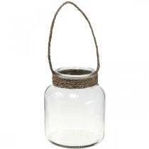 Windlicht Glas, Teelichthalter zum Aufhängen H16,5cm Ø14,5cm