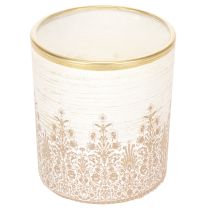 Artikel Windlichtglas Teelichthalter mit Blumenmuster Ø8cm H9cm 2er-Set