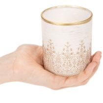 Artikel Windlichtglas Teelichthalter mit Blumenmuster Ø8cm H9cm 2er-Set