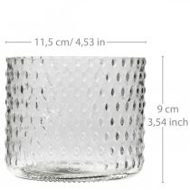 Artikel Windlicht aus Glas mit Ovale-Muster, Ø11,5cm, H9,5cm, transparent