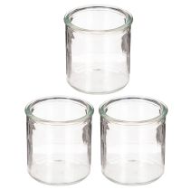 Artikel Rundes Windlicht aus klarem Glas, Teelichthalter, 8 cm, 3er-Set