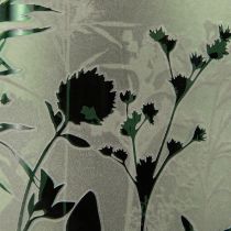 Artikel Windlicht Glas Weiß Grün H24cm mit Wiesenmotiv