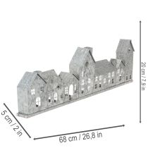 Artikel Deko-Häuserreihe Adventsdeko aus Metall mit Teelichthaltern 68 cm Silber
