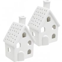 Artikel Windlicht Haus Keramik Lichthaus Advent Weiß H14cm 2 St