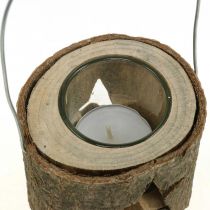 Artikel Teelichthalter zum Aufhängen Holz Ø7,5cm 2 Stück mit Tannenbaum- und Stern-Motiv