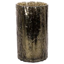 Artikel Windlicht Glas mit Hirschkopf und Baumrelief grünbraun 26cm