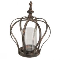Artikel Windlicht Krone Braun Rost Mit Kerzenglas Ø14cm H18cm