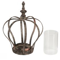Artikel Windlicht Krone Braun Rost Mit Kerzenglas Ø14cm H18cm