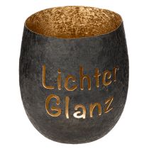 Artikel Windlicht aus Metall mit schwarzer Außenseite und goldener Innenfläche, 11 cm hoch