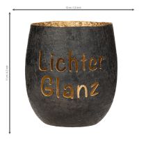 Artikel Windlicht aus Metall mit schwarzer Außenseite und goldener Innenfläche, 11 cm hoch