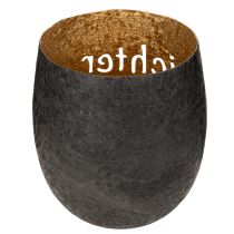 Artikel Windlicht aus Metall mit schwarzer Außenseite und goldener Innenfläche, 11 cm hoch