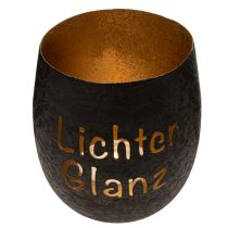 Artikel Windlicht aus Metall mit schwarzer Außenseite und goldener Innenfläche, 11 cm hoch
