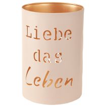 Artikel Windlicht aus Metall Liebe das Leben Beige Gold Ø13/10,5/9cm 3er-Set