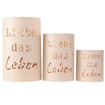 Artikel Windlicht „Liebe das Leben“ Beige Gold Ø13/10,5/9cm Set 3St