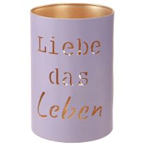 Artikel Windlicht Set aus Metall Liebe das Leben Violett Gold Ø 13/10,5/9 cm 3-teilig
