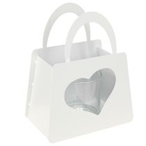 Artikel Windlicht Metall Deko Tasche mit Herz Weiß H18cm 2St