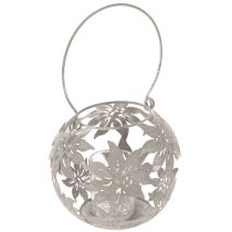 Artikel Windlicht aus Metall, Hängedekoration, Grau, Ø14 cm, H13 cm, Floral