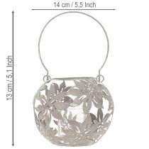 Artikel Windlicht aus Metall, Hängedekoration, Grau, Ø14 cm, H13 cm, Floral
