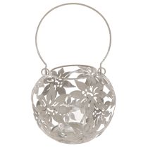 Artikel Windlicht aus Metall, Hängedekoration, Grau, Ø14 cm, H13 cm, Floral
