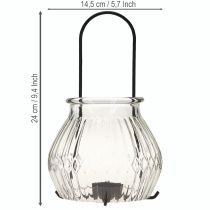Artikel Windlicht aus Glas und Metall, Ø 14,5 cm, klar und schwarz