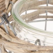 Artikel Teelichthalter aus Glas, Metall und Weide, Ø 10,5 cm, 3 Stück