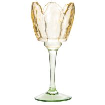 Artikel Teelichthalter aus Glas Tulpenform 20cm Gelb für Innenbereiche
