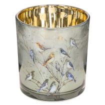 Artikel Windlicht Glas 8 cm mit Vogel- und Schneeflocken-Motiv, 2er-Set
