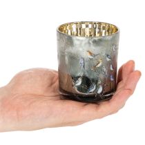 Artikel Windlicht Glas 8 cm mit Vogel- und Schneeflocken-Motiv, 2er-Set