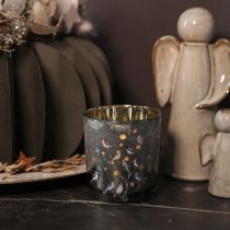 Artikel Windlicht Glas 8 cm mit Vogel- und Schneeflocken-Motiv, 2er-Set