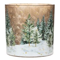 Artikel Windlicht aus Glas mit Tannenwald-Motiv 15cm für den Innenbereich