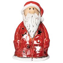 Artikel Nikolaus Teelichthalter aus Keramik 15 cm rot mit Sternen für Tischdekoration
