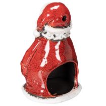 Artikel Nikolaus Teelichthalter aus Keramik 15 cm rot mit Sternen für Tischdekoration