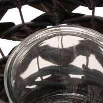 Artikel Windlicht geflochten Schwarz-Braun aus Kunststoff mit Glas Ø31 cm H25 cm