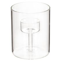 Artikel Glas-Windlicht mit erhöhtem Teelichthalter 11 cm für Innenbereich