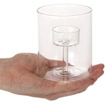 Artikel Glas-Windlicht mit erhöhtem Teelichthalter 11 cm für Innenbereich