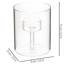 Artikel Glas-Windlicht mit erhöhtem Teelichthalter 11 cm für Innenbereich