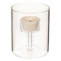 Artikel Glas-Windlicht mit erhöhtem Teelichthalter 11 cm für Innenbereich