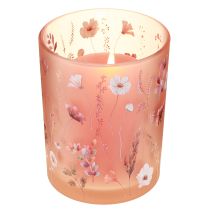 Artikel Deko Windlicht Glas Blumenmotiv Rosa-Weiß 12,5 cm 2er Set